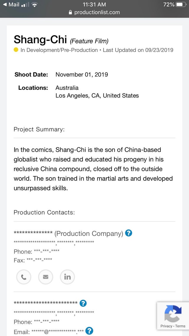 Shang-Chi : le film Marvel a un synopsis Shang-Chi : le film Marvel a un synopsis