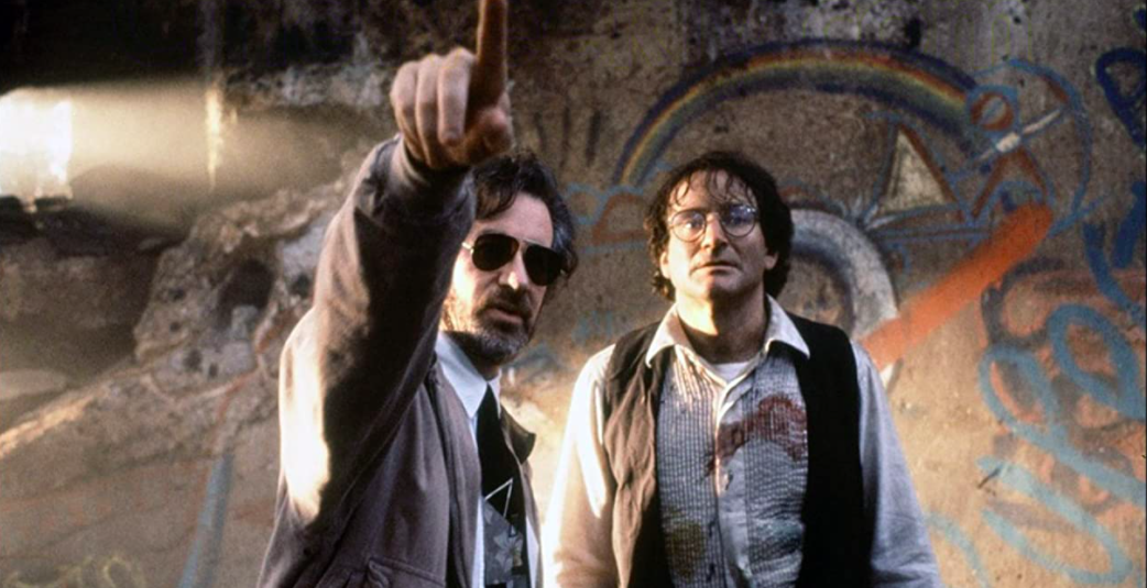 Steven Spielberg et Robin Williams, sur le tournage de Hook