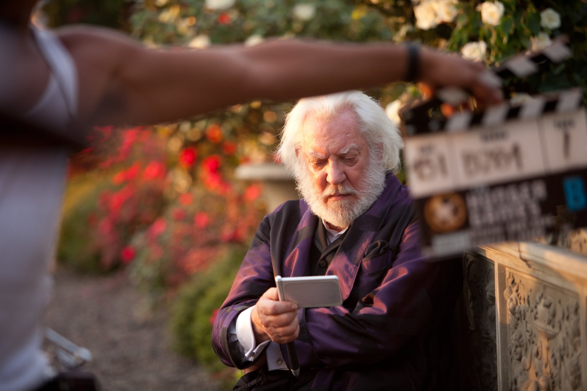 Donald Sutherland sur le tournage de Hunger Games
