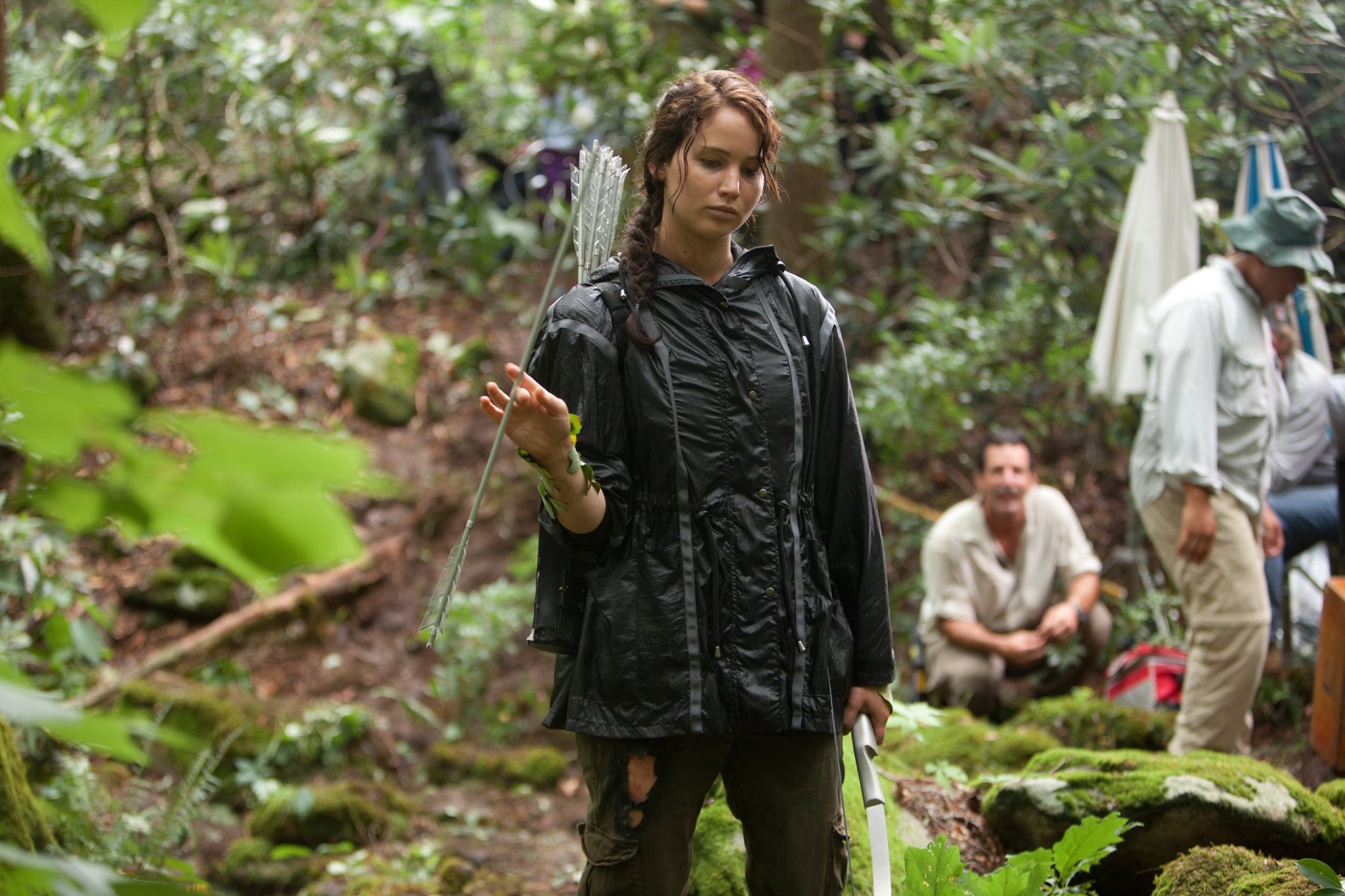 Jennifer Lawrence sur le tournage de Hunger Games