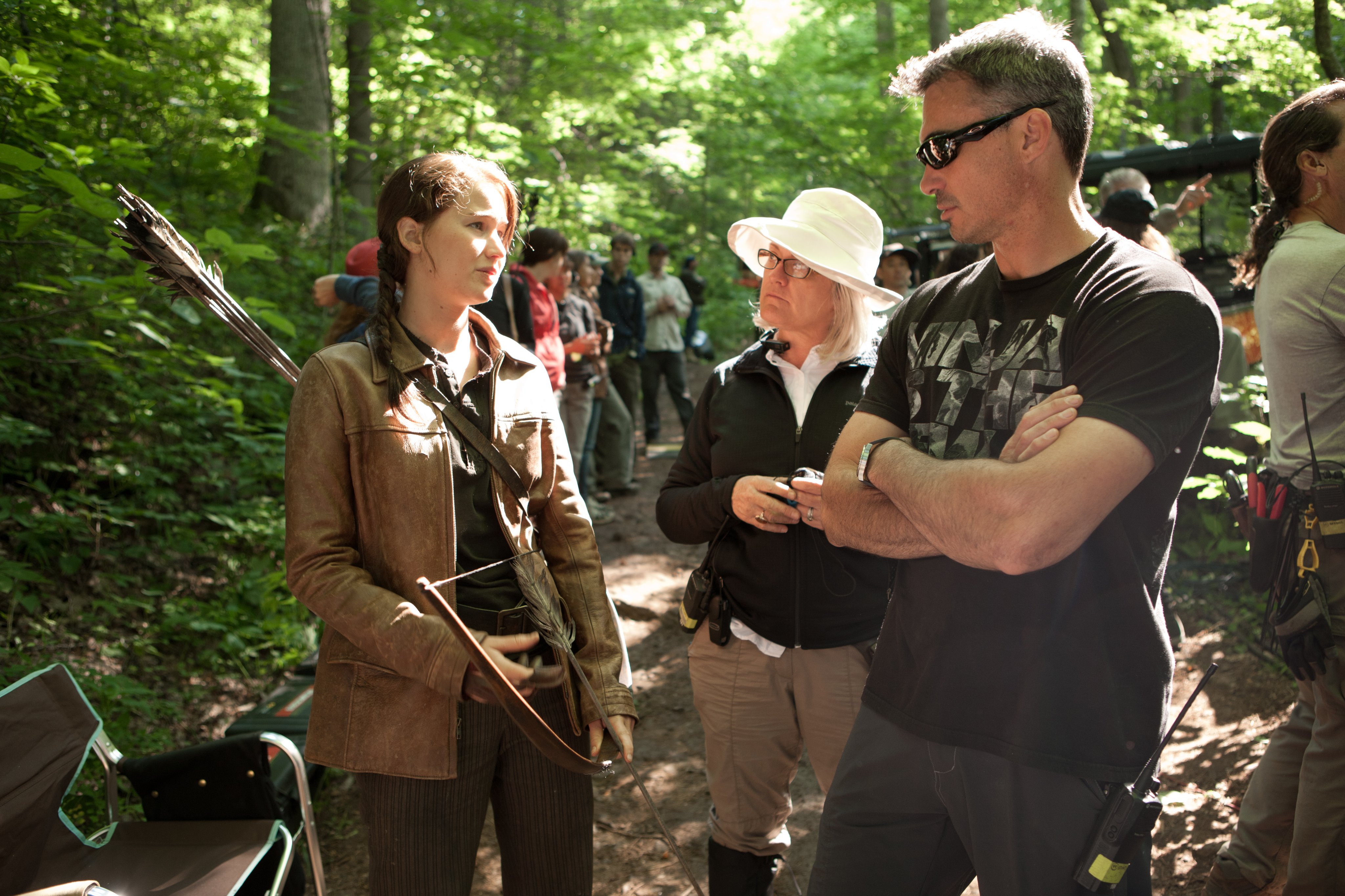 Jennifer Lawrence sur le tournage de Hunger Games