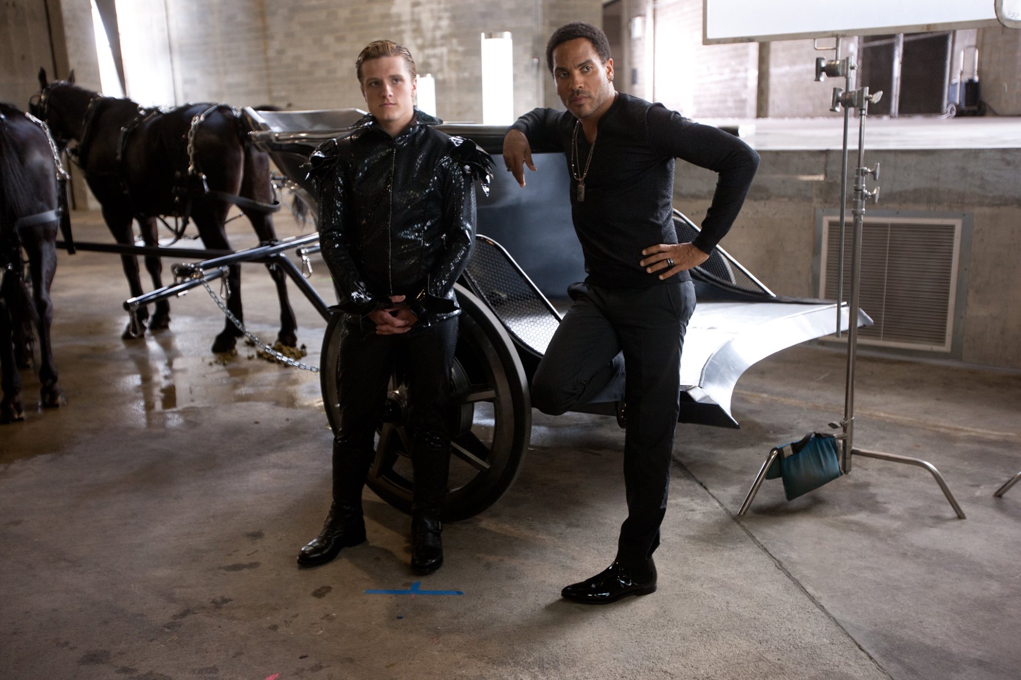 Josh Hutcherson et Lenny Kravitz sur le tournage de Hunger Games
