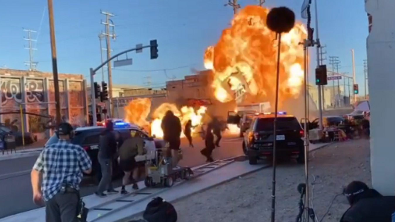 Sur le tournage d'Ambulance Sur le tournage d'Ambulance