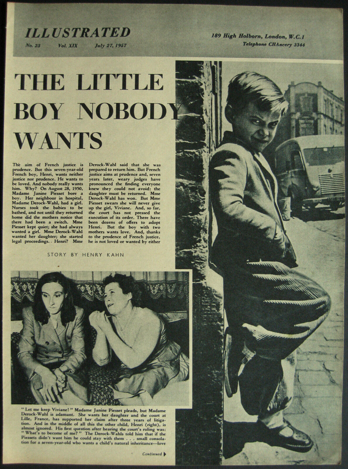Coupure de journal, 27 juillet 1957