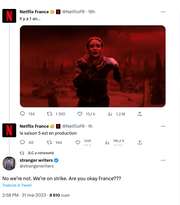 Netflix France recadré sur Twitter par les scénaristes de Stranger Things