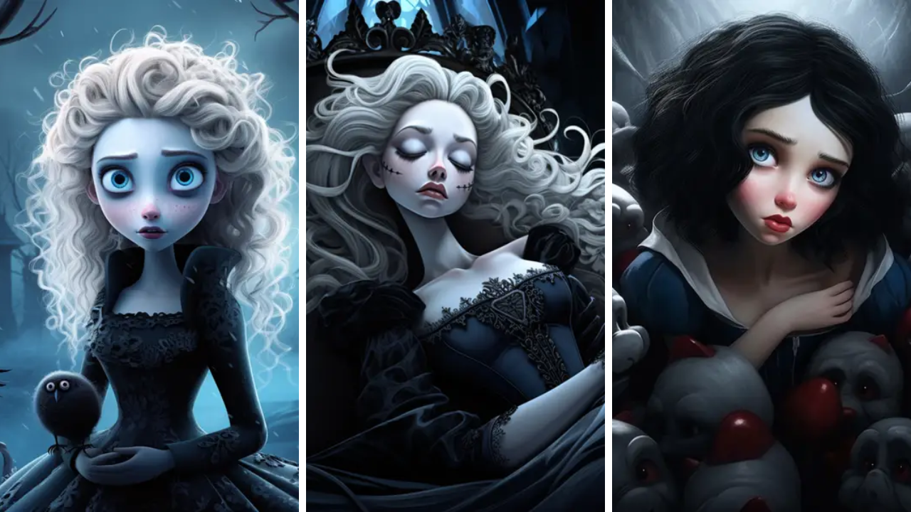 La Reine des neiges - La Belle au bois dormant - Blanche-Neige et les sept nains version Tim Burton