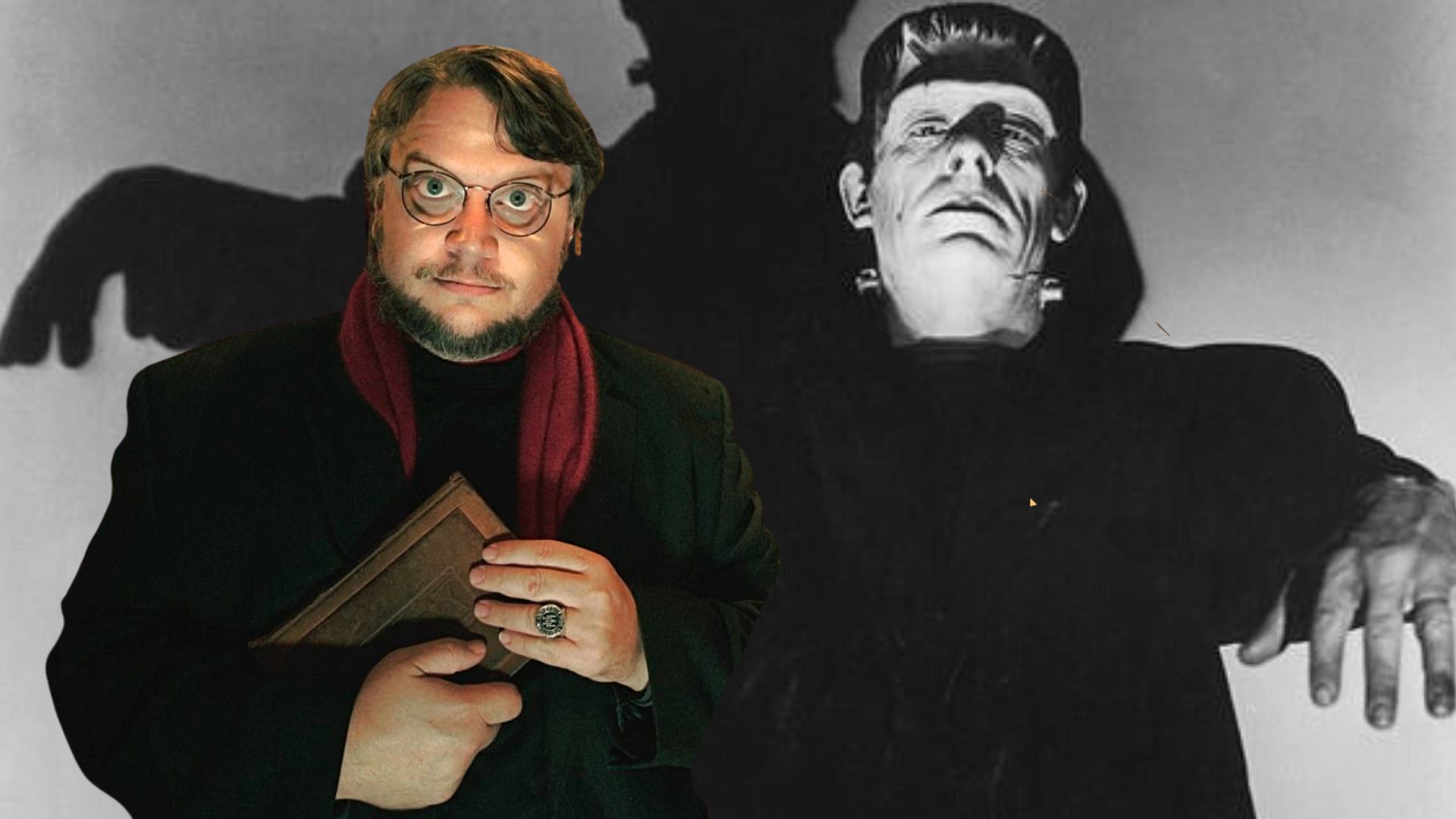 Legendary filmmaker Guillermo del Torro and the iconic Frankenstein's monster.
