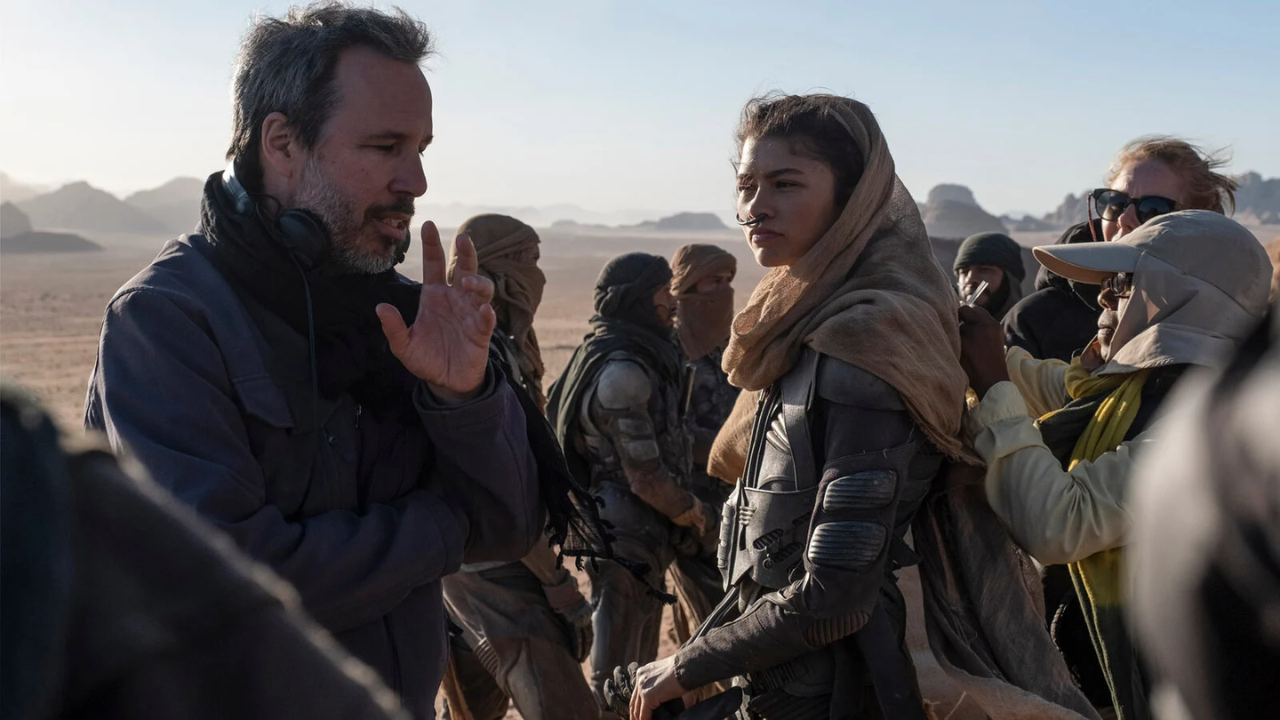 Denis Villeneuve et Zendaya sur le tournage de Dune, deuxième partie