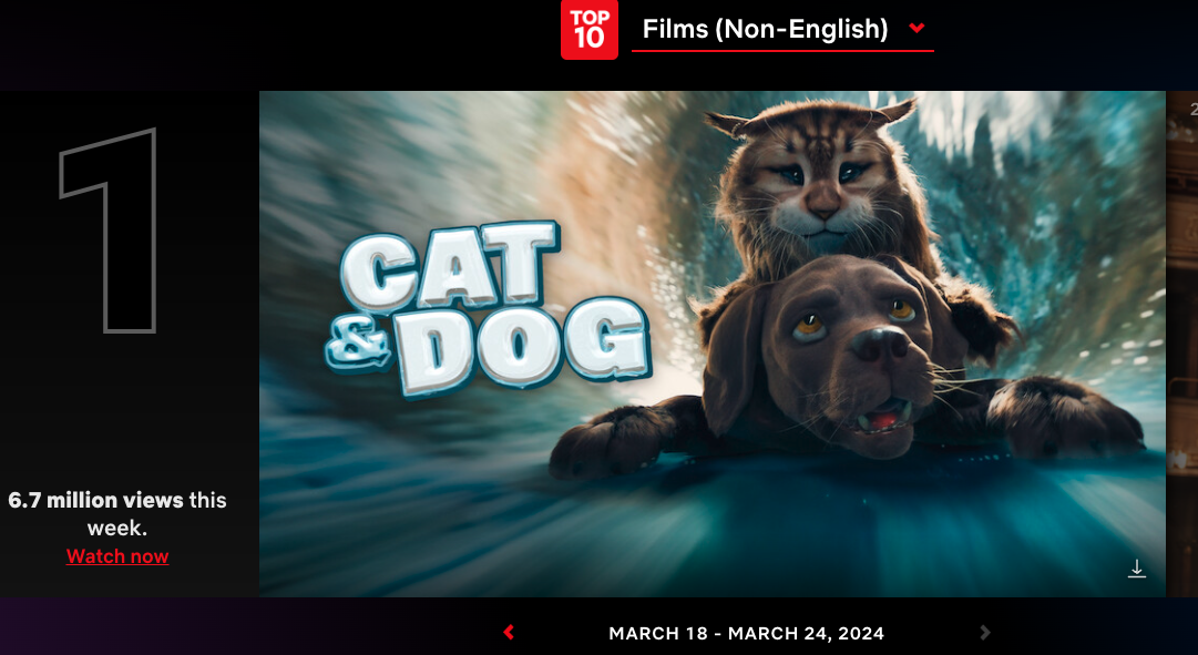 Chien et chat cartonne sur Netflix