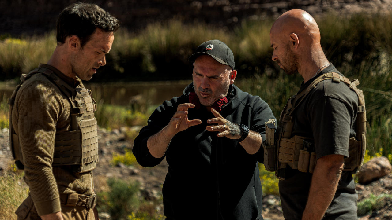 Alban Lenoir, Julien Leclercq et Franck Gastambide sur le tournage de Le Salaire de la peur