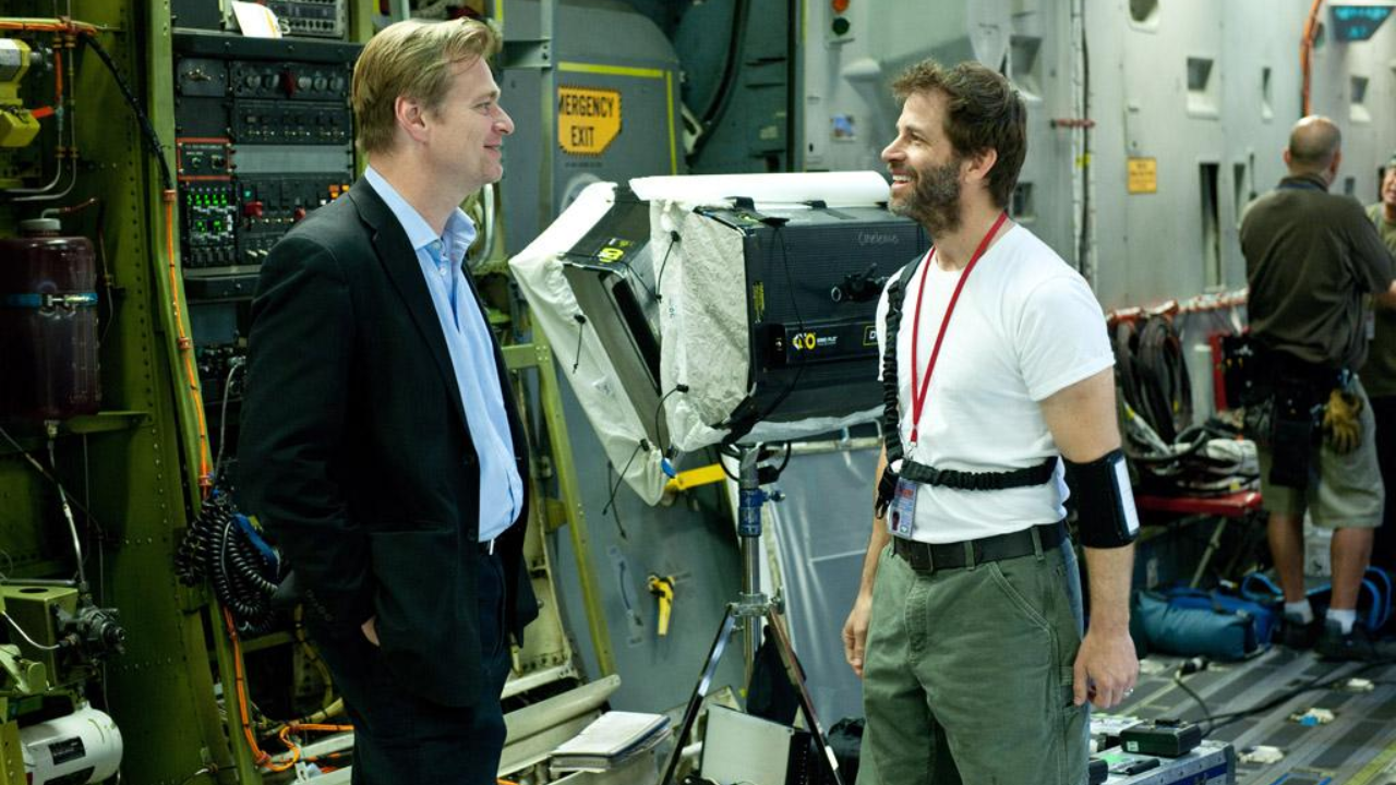 Christopher Nolan et Zack Snyder sur le tournage de Man of Steel